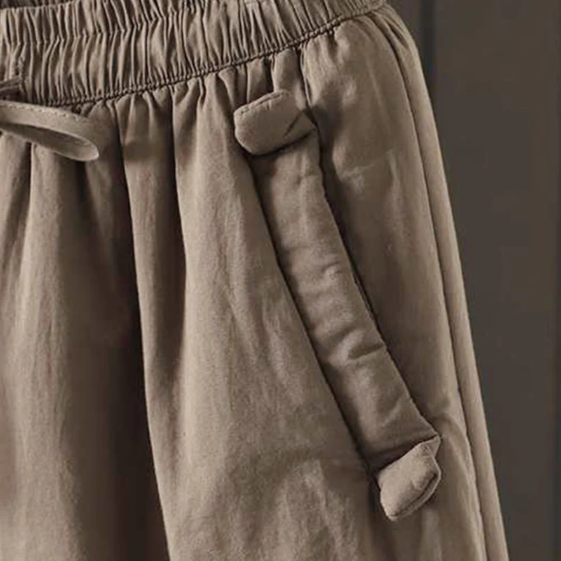Pantaloni harem termici invernali con coulisse e fodera in pile da donna Buddha Stones con tasche - Image 6