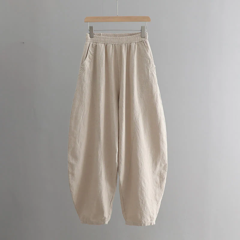 Pantaloni harem yoga larghi tinta unita con tasche Buddha Stones - Image 17