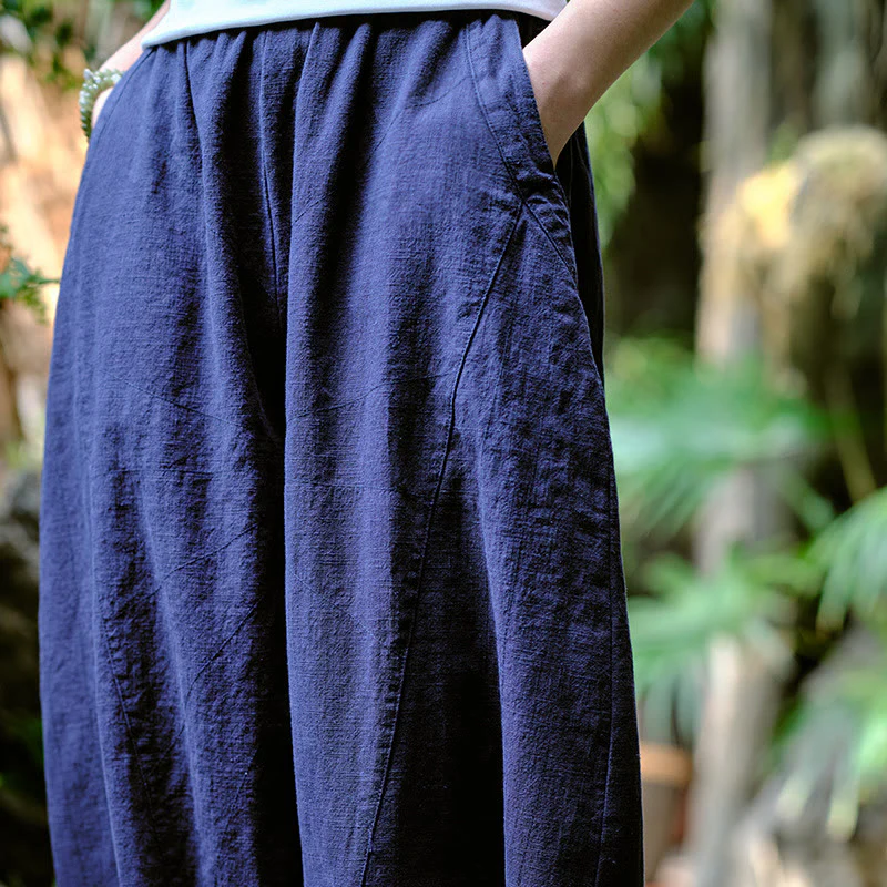 Pantaloni harem yoga larghi tinta unita con tasche Buddha Stones - Image 23