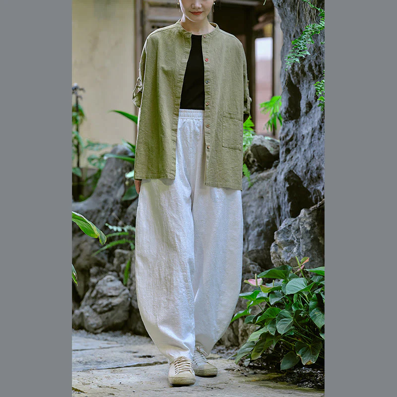 Pantaloni harem yoga larghi tinta unita con tasche Buddha Stones - Image 28