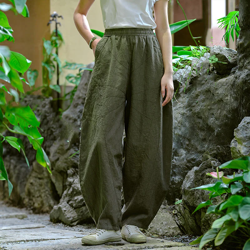 Pantaloni harem yoga larghi tinta unita con tasche Buddha Stones - Image 30