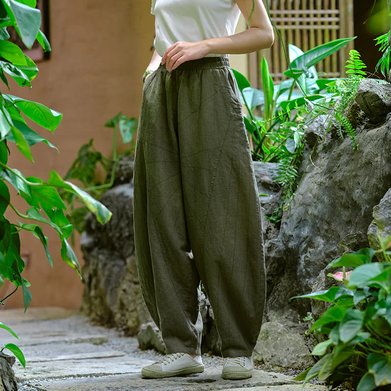 Pantaloni harem yoga larghi tinta unita con tasche Buddha Stones - Image 31