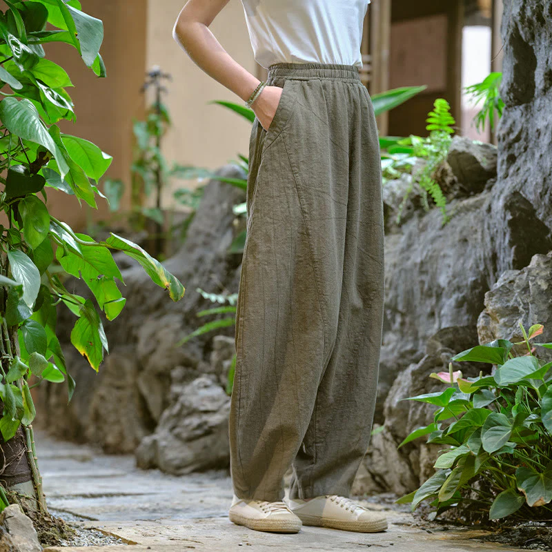 Pantaloni harem yoga larghi tinta unita con tasche Buddha Stones - Image 33