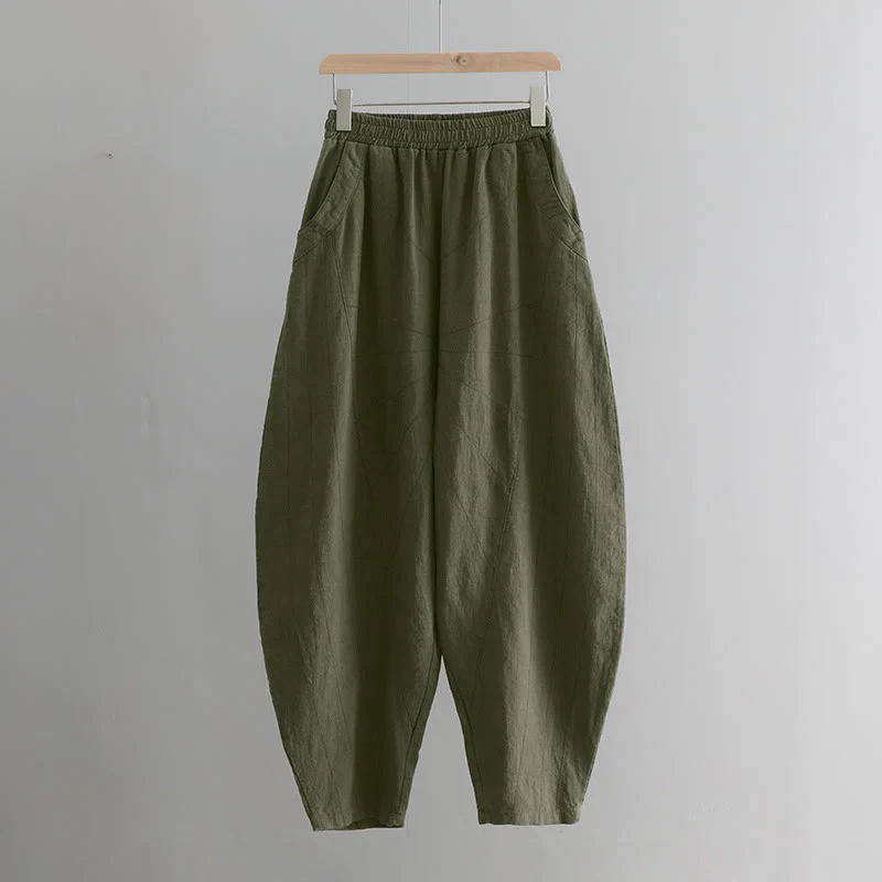 Pantaloni harem yoga larghi tinta unita con tasche Buddha Stones - Image 37