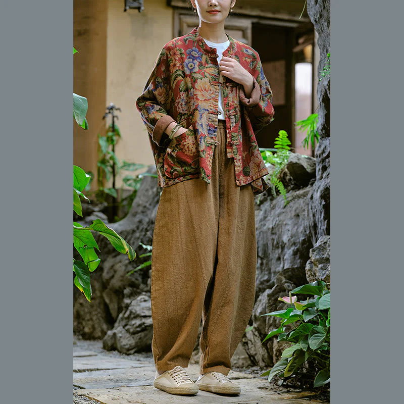 Pantaloni harem yoga larghi tinta unita con tasche Buddha Stones - Image 43