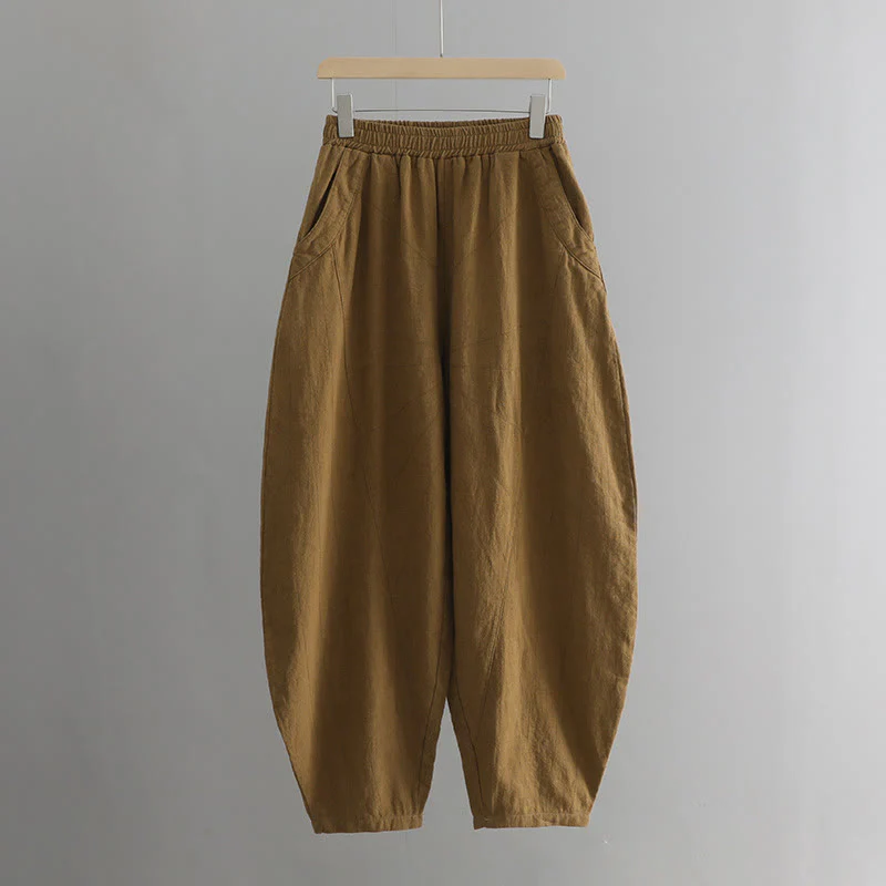 Pantaloni harem yoga larghi tinta unita con tasche Buddha Stones - Image 44