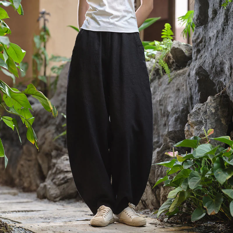Pantaloni harem yoga larghi tinta unita con tasche Buddha Stones - Image 45