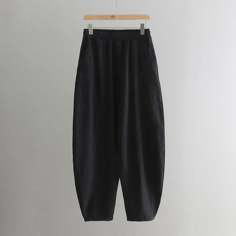 Pantaloni harem yoga larghi tinta unita con tasche Buddha Stones - Image 49