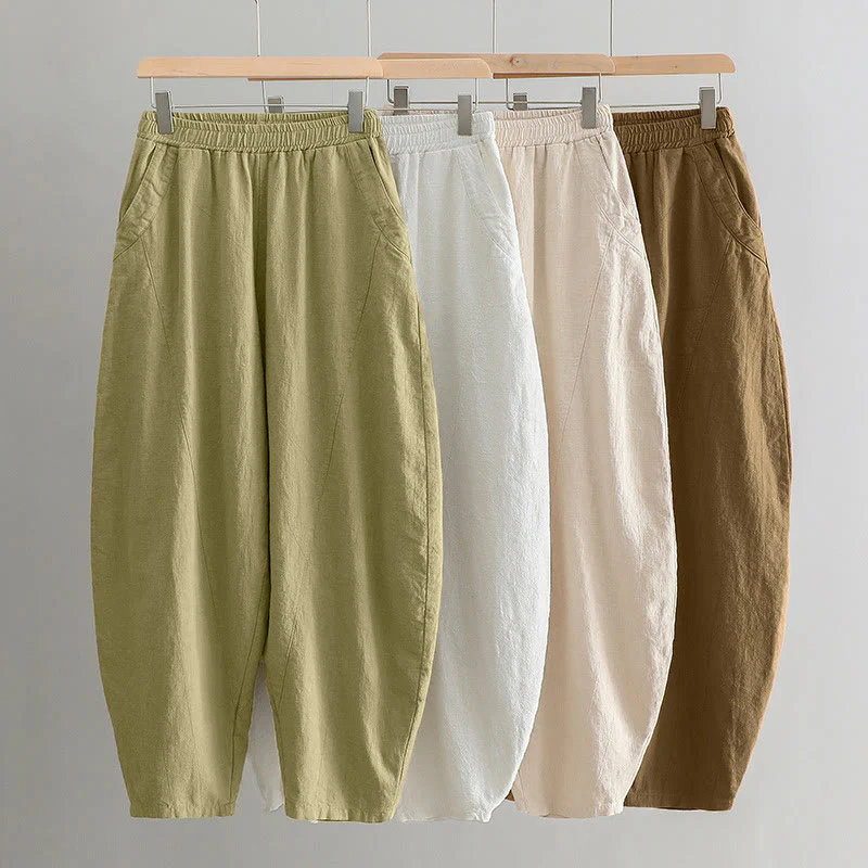 Pantaloni harem yoga larghi tinta unita con tasche Buddha Stones - Image 50