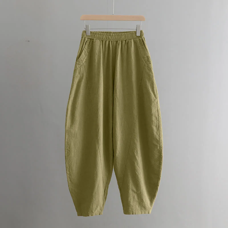 Pantaloni harem yoga larghi tinta unita con tasche Buddha Stones - Image 7