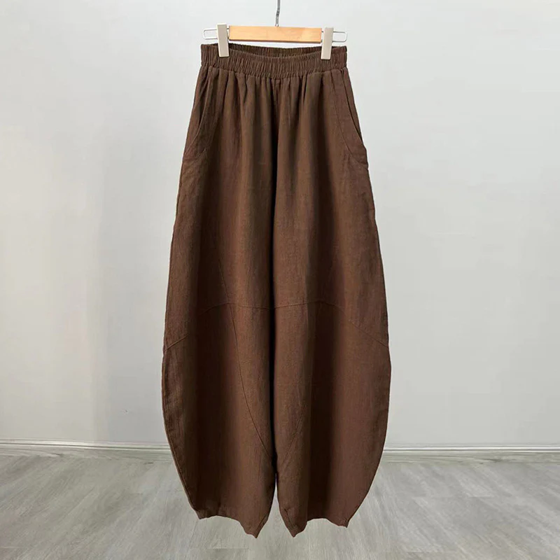 Pantaloni in cotone e lino con Buddha Stones , pantaloni harem larghi, pantaloni da yoga zen tai chi da donna - Image 36
