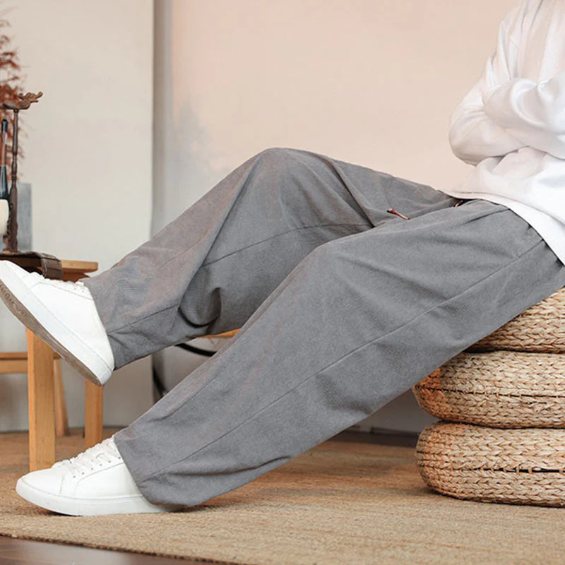 Pantaloni in velluto a coste con coulisse e tasche da uomo Buddha Stones autunno inverno - Image 10
