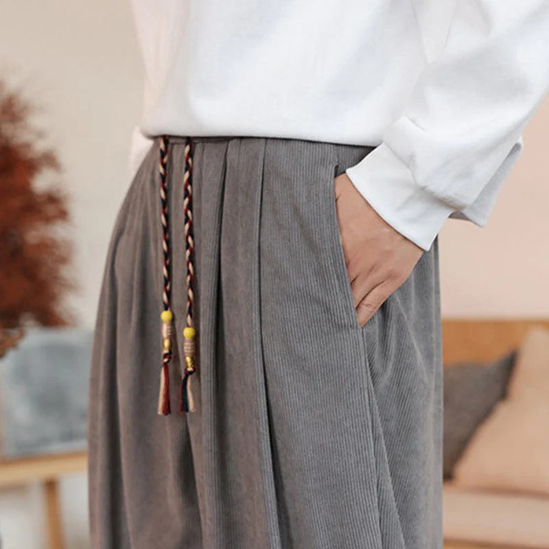 Pantaloni in velluto a coste con coulisse e tasche da uomo Buddha Stones autunno inverno - Image 11