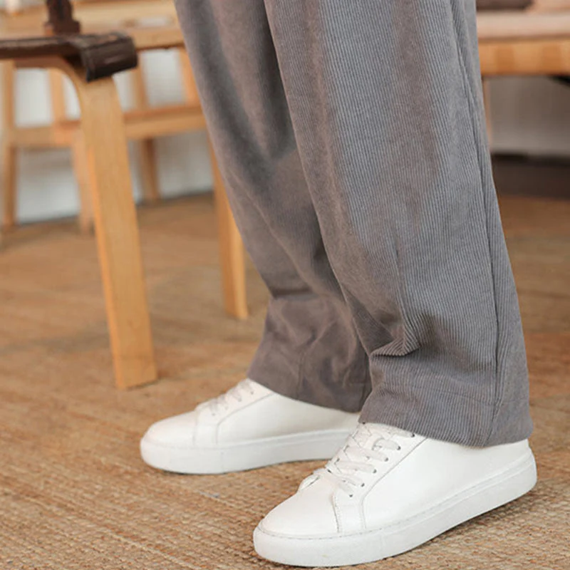 Pantaloni in velluto a coste con coulisse e tasche da uomo Buddha Stones autunno inverno - Image 14