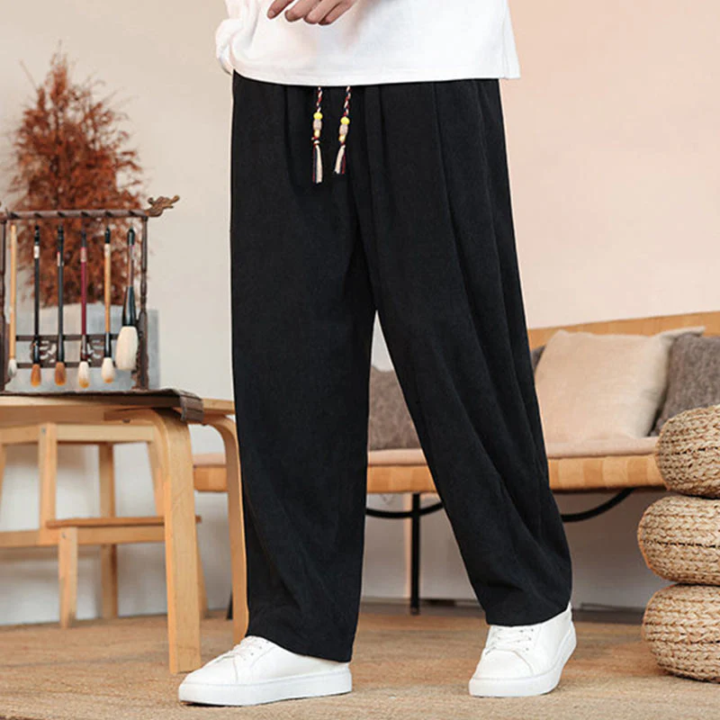 Pantaloni in velluto a coste con coulisse e tasche da uomo Buddha Stones autunno inverno - Image 15
