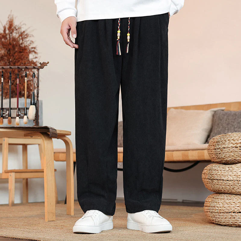 Pantaloni in velluto a coste con coulisse e tasche da uomo Buddha Stones autunno inverno - Image 16