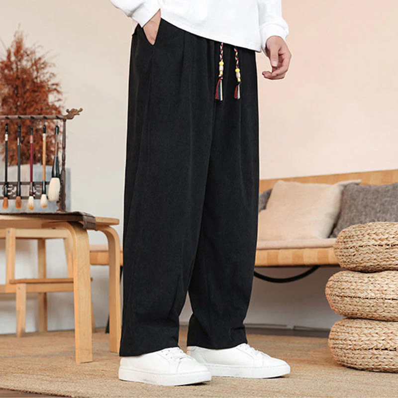 Pantaloni in velluto a coste con coulisse e tasche da uomo Buddha Stones autunno inverno - Image 17