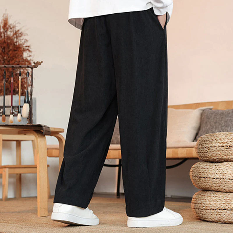 Pantaloni in velluto a coste con coulisse e tasche da uomo Buddha Stones autunno inverno - Image 19