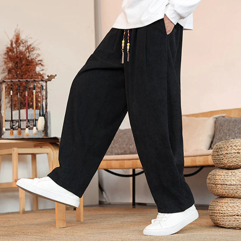 Pantaloni in velluto a coste con coulisse e tasche da uomo Buddha Stones autunno inverno - Image 22