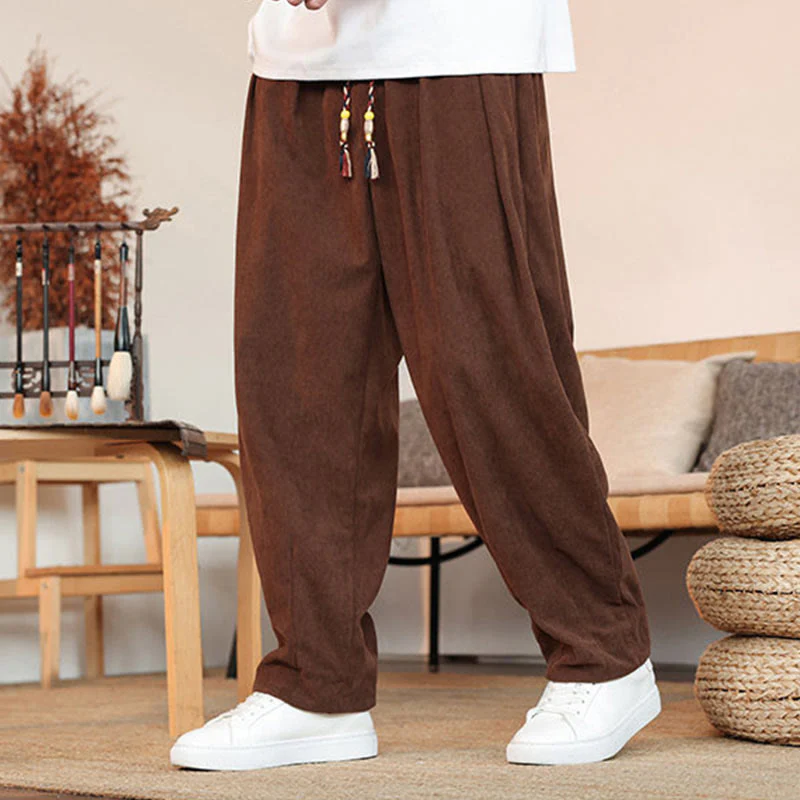 Pantaloni in velluto a coste con coulisse e tasche da uomo Buddha Stones autunno inverno - Image 24