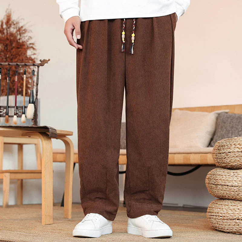 Pantaloni in velluto a coste con coulisse e tasche da uomo Buddha Stones autunno inverno - Image 25