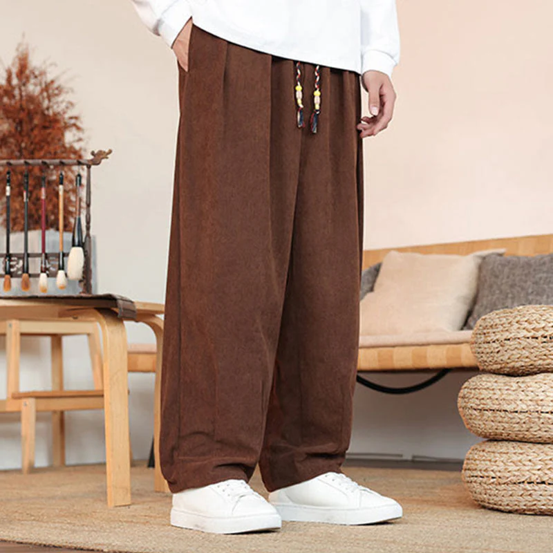 Pantaloni in velluto a coste con coulisse e tasche da uomo Buddha Stones autunno inverno - Image 26