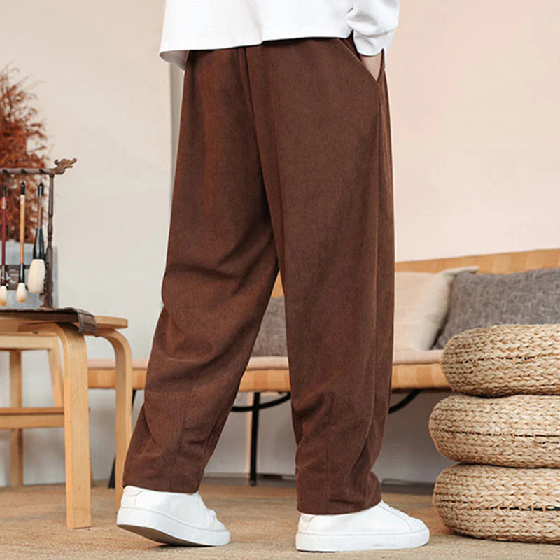 Pantaloni in velluto a coste con coulisse e tasche da uomo Buddha Stones autunno inverno - Image 28