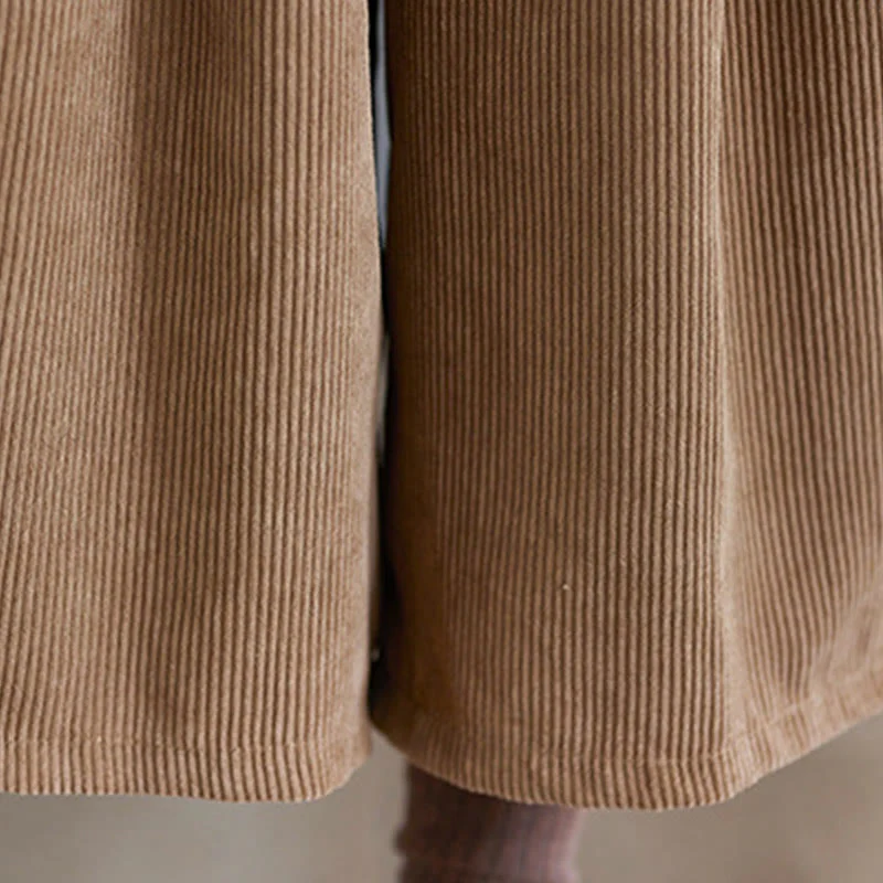 Pantaloni in velluto a coste da donna Buddha Stones Retro, a gamba larga, lunghezza 7-8, con tasche e cintura - Image 11