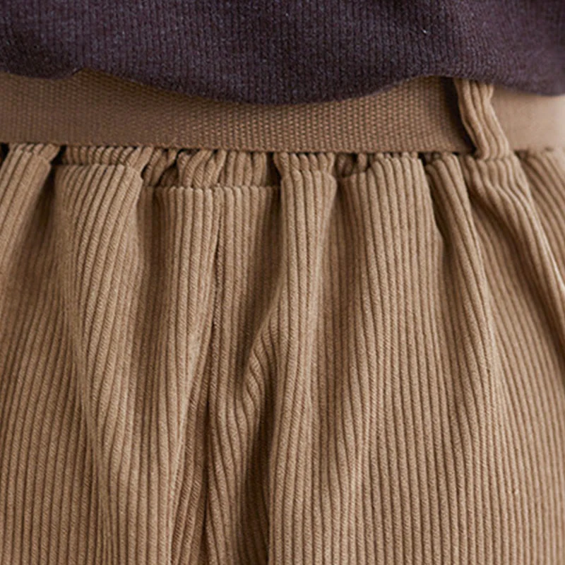 Pantaloni in velluto a coste da donna Buddha Stones Retro, a gamba larga, lunghezza 7-8, con tasche e cintura - Image 9