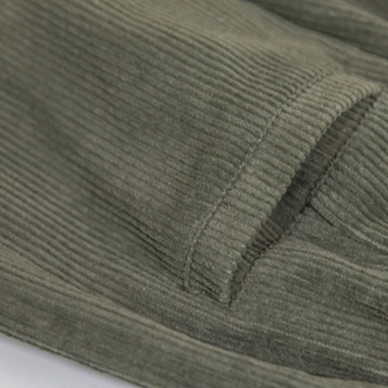 Pantaloni in velluto a coste di cotone con tasche e gamba larga, con cerniera e vita alta, da donna, Buddha Stones - Image 15