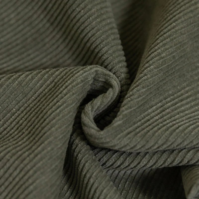 Pantaloni in velluto a coste di cotone con tasche e gamba larga, con cerniera e vita alta, da donna, Buddha Stones - Image 16