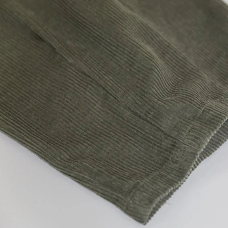 Pantaloni in velluto a coste di cotone con tasche e gamba larga, con cerniera e vita alta, da donna, Buddha Stones - Image 17