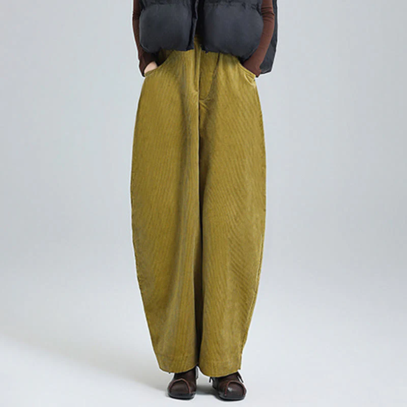 Pantaloni da donna Buddha Stones autunnali in velluto a coste, semplici, alla caviglia, dal design classico e con tasche. - Image 12