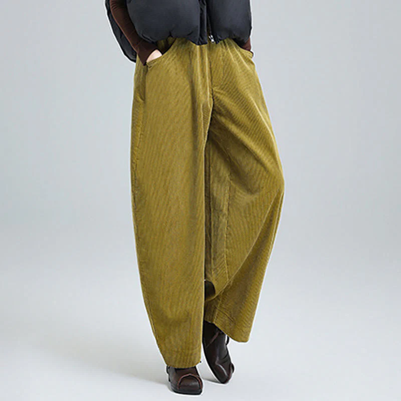 Pantaloni da donna Buddha Stones autunnali in velluto a coste, semplici, alla caviglia, dal design classico e con tasche. - Image 13