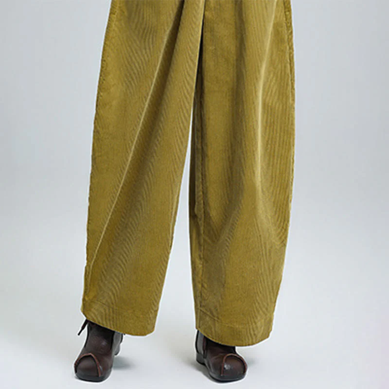 Pantaloni da donna Buddha Stones autunnali in velluto a coste, semplici, alla caviglia, dal design classico e con tasche. - Image 14