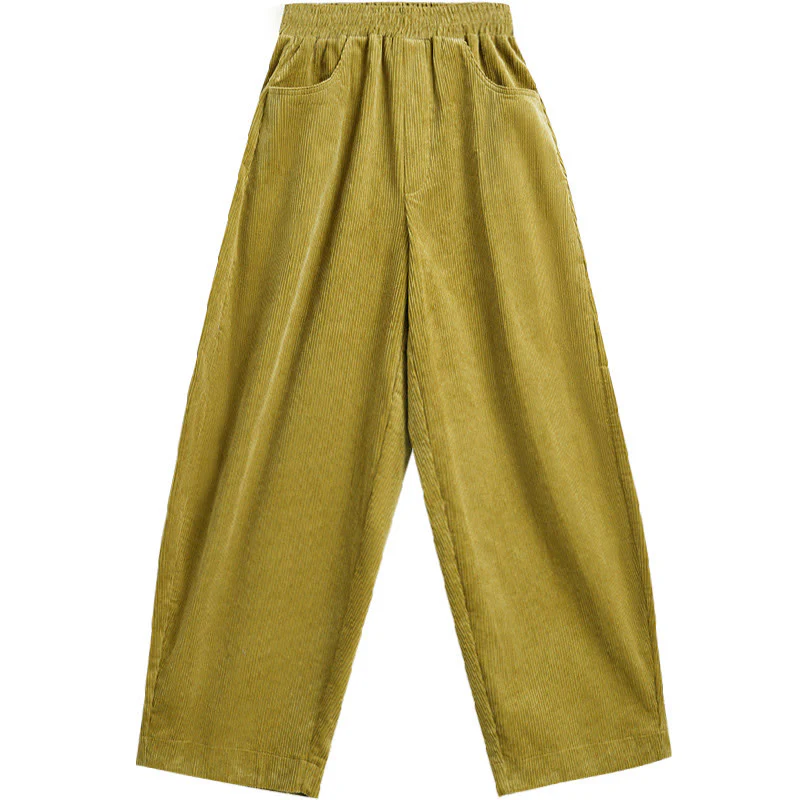 Pantaloni da donna Buddha Stones autunnali in velluto a coste, semplici, alla caviglia, dal design classico e con tasche. - Image 19