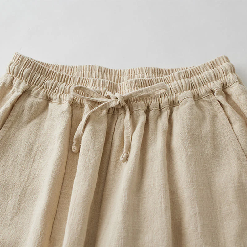 Pantaloni larghi a gamba dritta casual semplici Buddha Stones da donna in cotone ramiè con tasche - Image 27