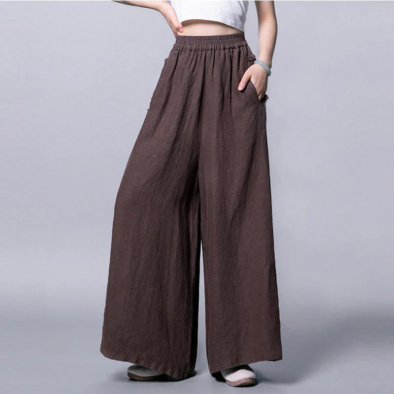 Pantaloni larghi a vita alta con bottoni a rana e tasche Buddha Stones - Image 10