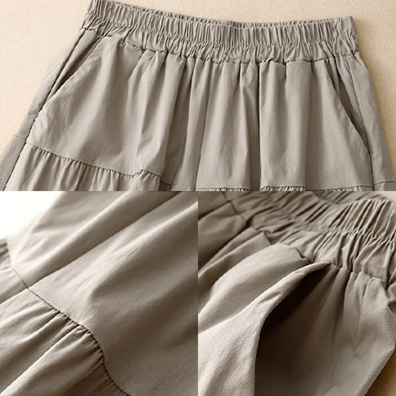 Pantaloni larghi casual da donna in cotone elasticizzato Buddha Stones, con tasche, lunghezza 7-8 - Image 10