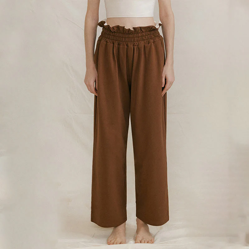 Pantaloni larghi casuali in spandex con fibbia Buddha Stones da donna con tasche