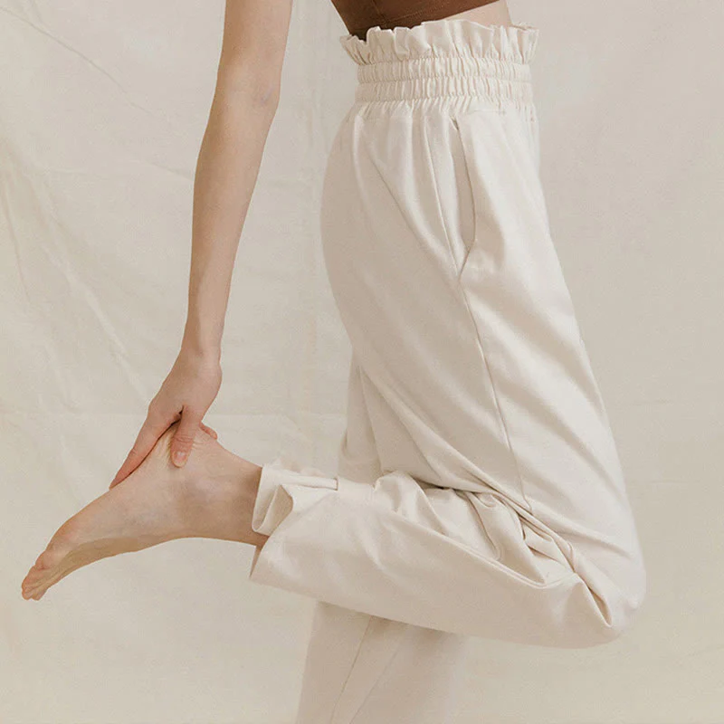 Pantaloni larghi casuali in spandex con fibbia Buddha Stones da donna con tasche - Image 19