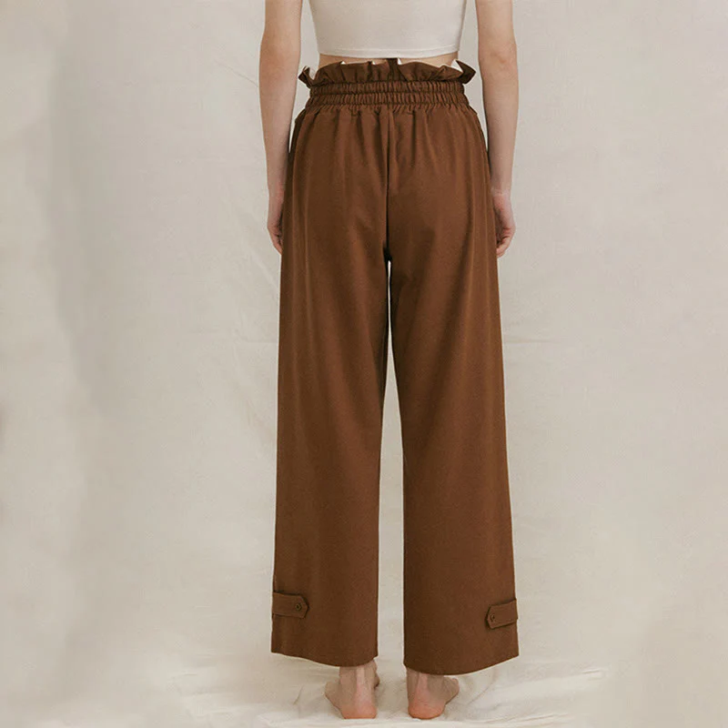 Pantaloni larghi casuali in spandex con fibbia Buddha Stones da donna con tasche - Image 2