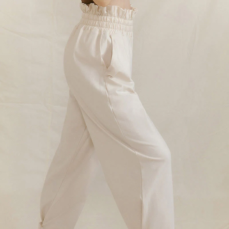 Pantaloni larghi casuali in spandex con fibbia Buddha Stones da donna con tasche - Image 20