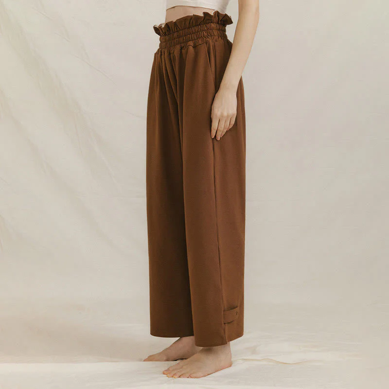 Pantaloni larghi casuali in spandex con fibbia Buddha Stones da donna con tasche - Image 3