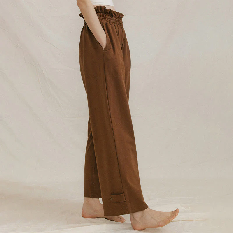 Pantaloni larghi casuali in spandex con fibbia Buddha Stones da donna con tasche - Image 5