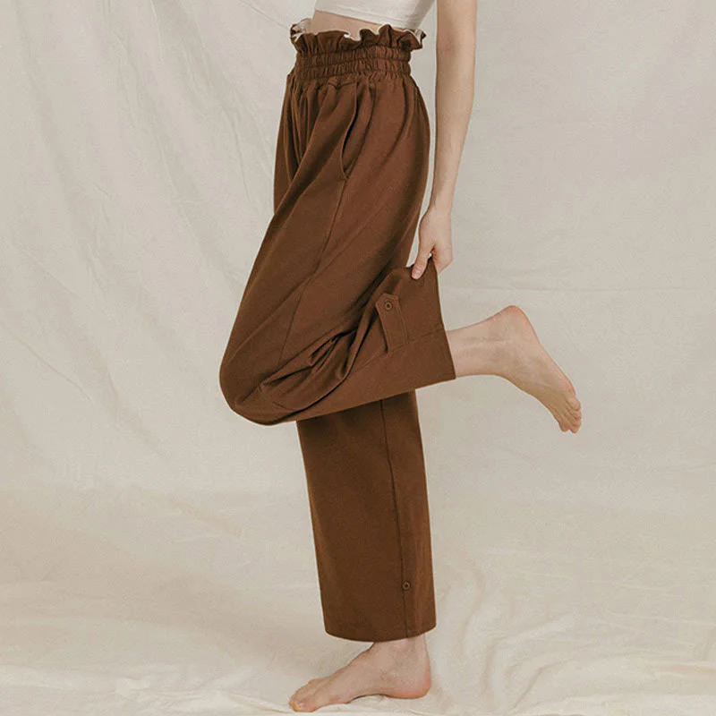 Pantaloni larghi casuali in spandex con fibbia Buddha Stones da donna con tasche - Image 6