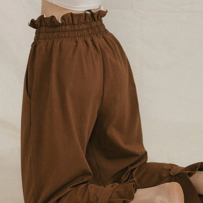 Pantaloni larghi casuali in spandex con fibbia Buddha Stones da donna con tasche - Image 8