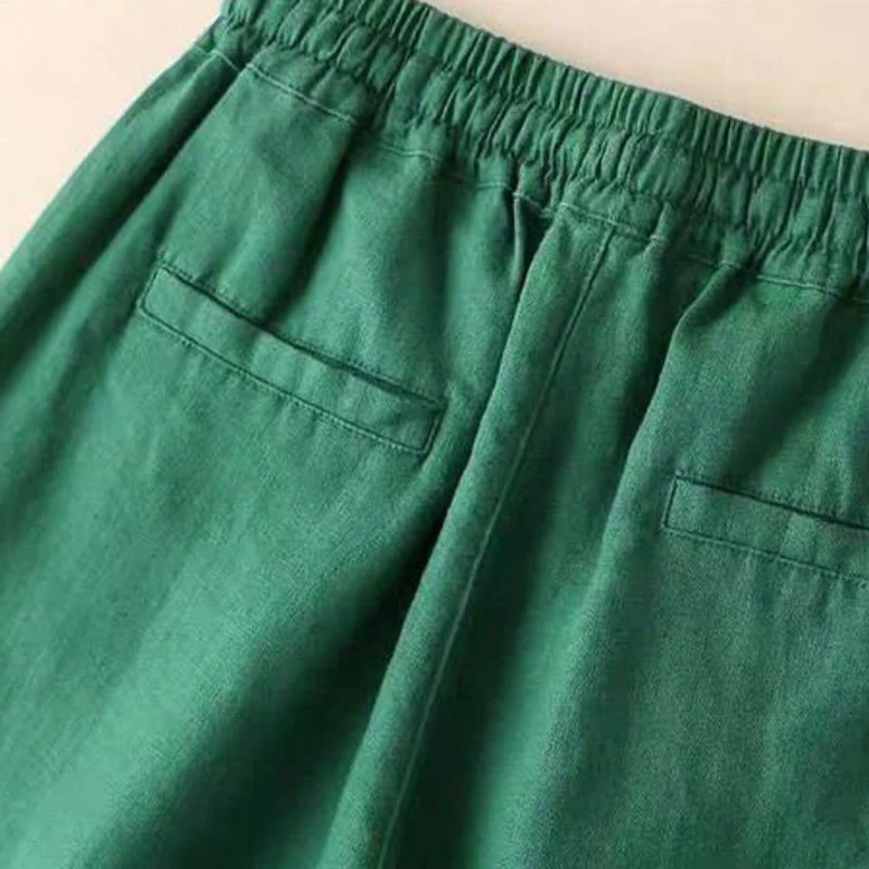 Pantaloni larghi casual con vita alta e lacci Buddha Stones con tasche - Image 16