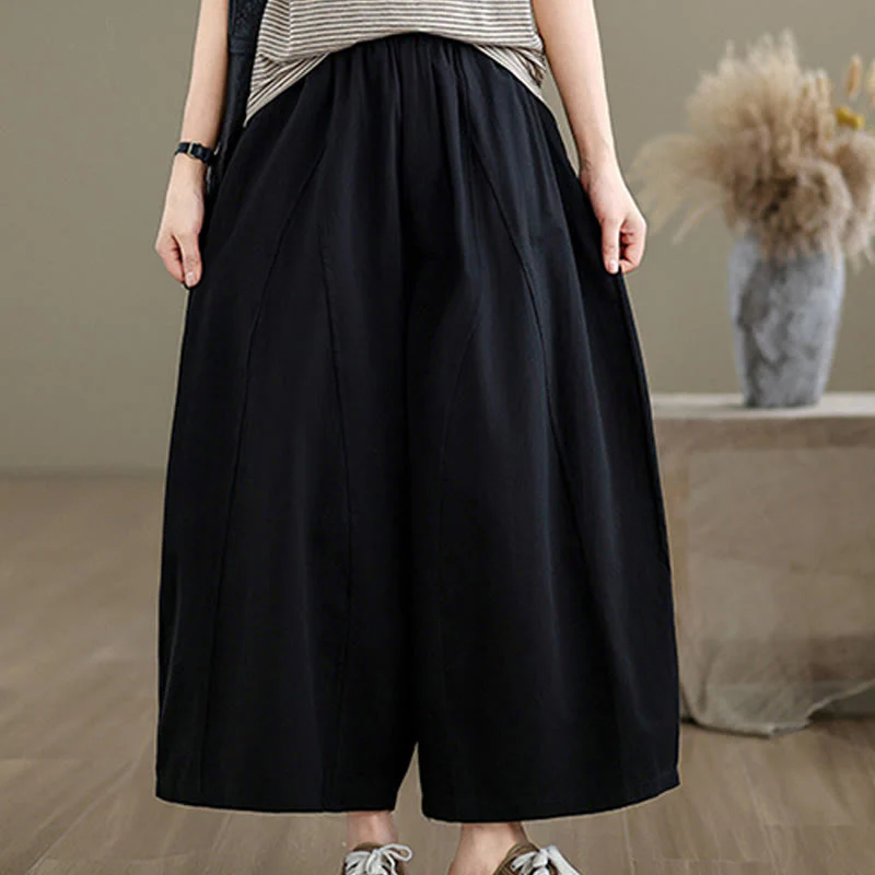 Pantaloni larghi da donna Buddha Stones, casual, in cotone tinta unita, con tasche, lunghezza 7-8 - Image 11