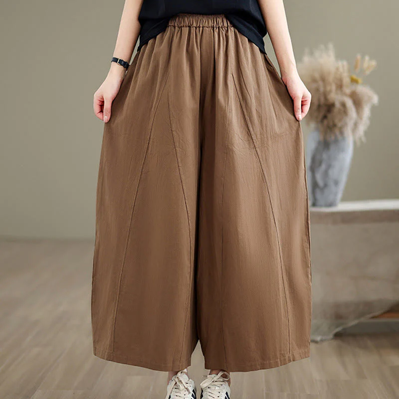 Pantaloni larghi da donna Buddha Stones, casual, in cotone tinta unita, con tasche, lunghezza 7-8 - Image 19